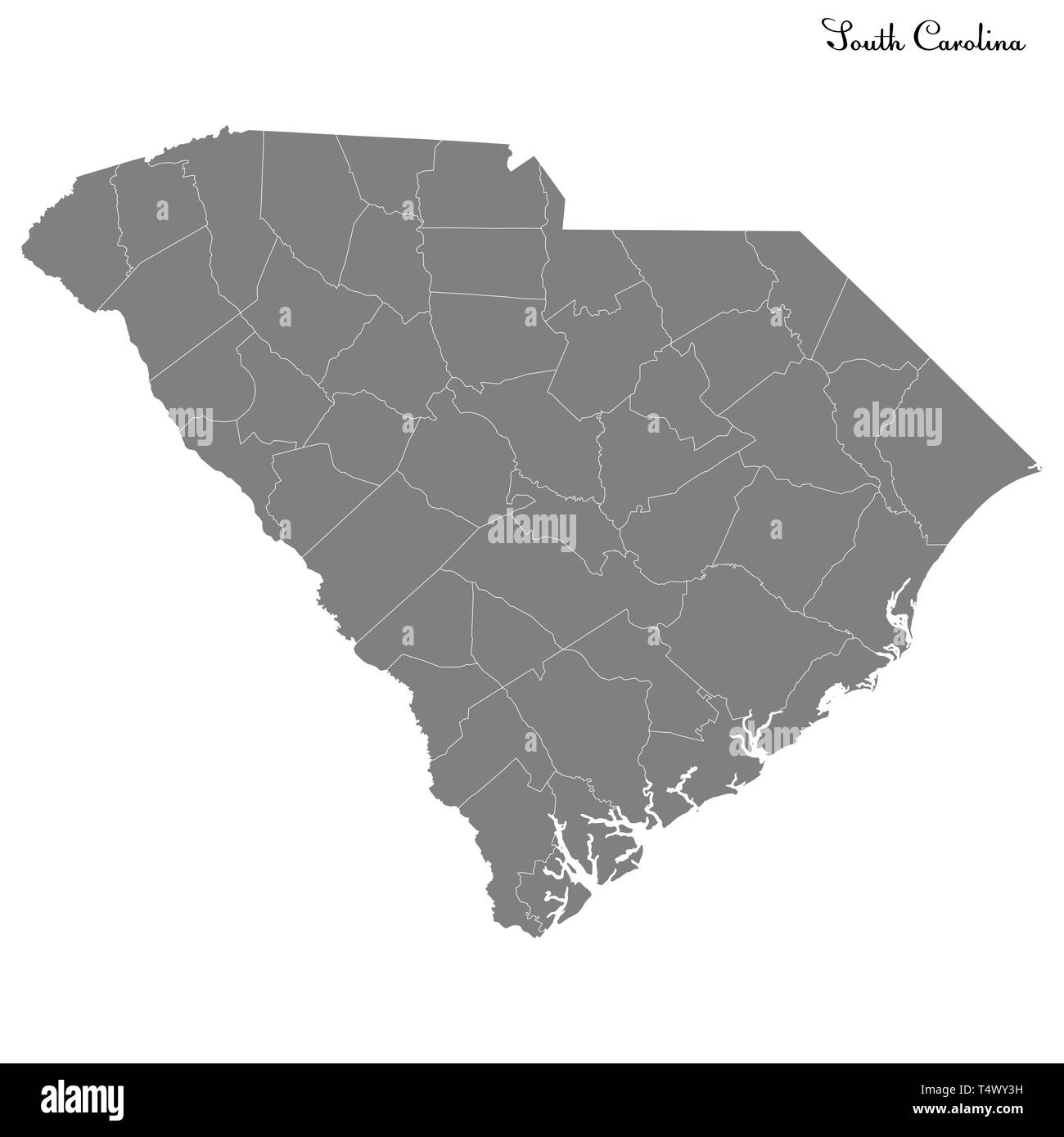 Carte de haute qualité de la Caroline du Sud est un état des États-Unis dont les frontières des comtés Illustration de Vecteur