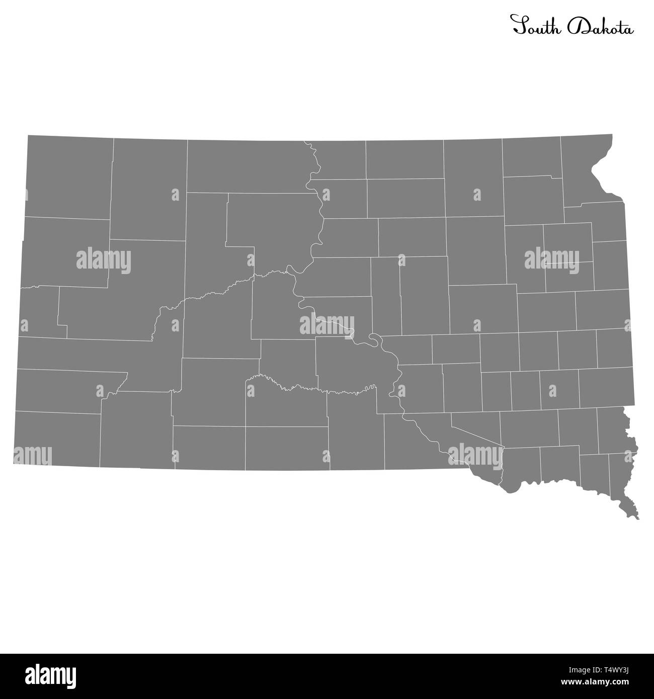 Carte de haute qualité du Dakota du Sud est un état des États-Unis dont les frontières des comtés Illustration de Vecteur