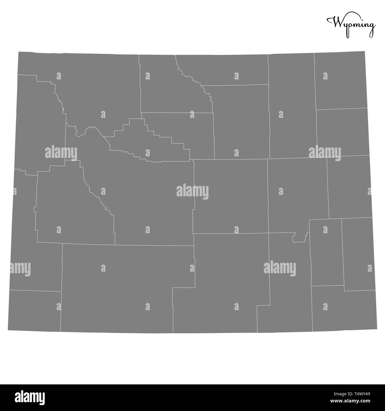 Carte de haute qualité du Wyoming est un état des États-Unis dont les frontières des comtés Illustration de Vecteur