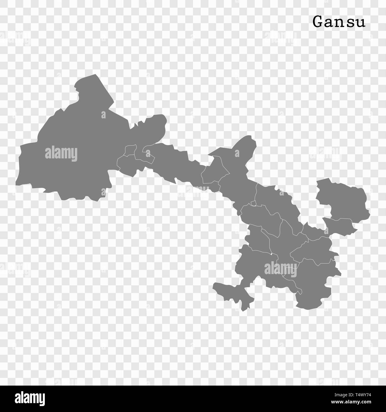 Carte de haute qualité de Gansu est une province de la Chine, avec des frontières des divisions Illustration de Vecteur