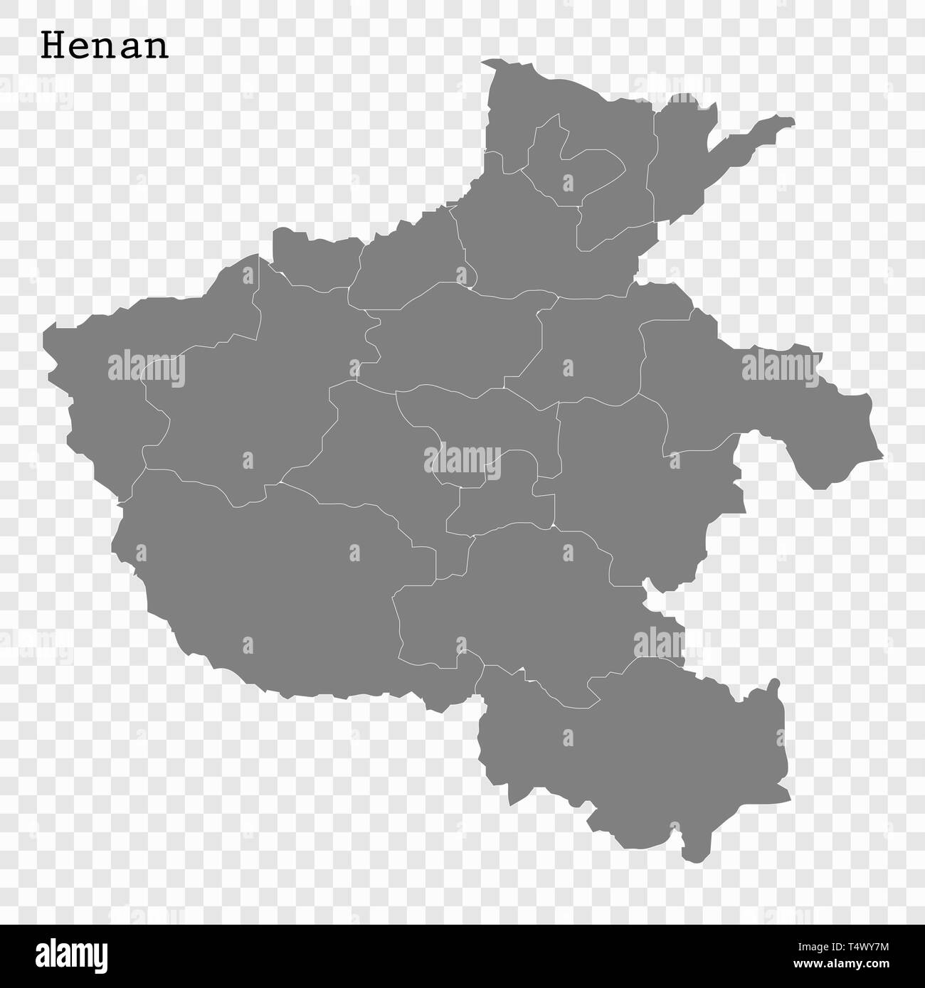 Carte de haute qualité de Henan est une province de la Chine, avec des frontières des divisions Illustration de Vecteur