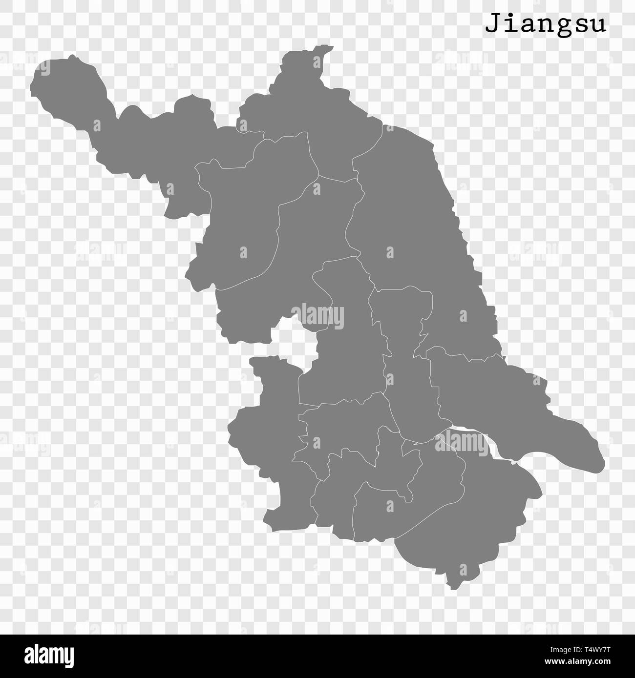 Carte de haute qualité de Jiangsu est une province de la Chine, avec des frontières des divisions Illustration de Vecteur