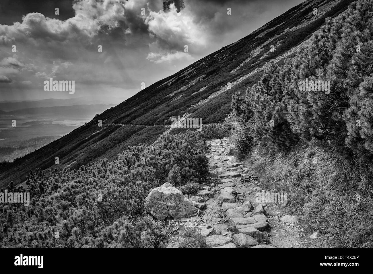 À partir de la randonnée à Hrebienok Skalnaté pleso Banque D'Images