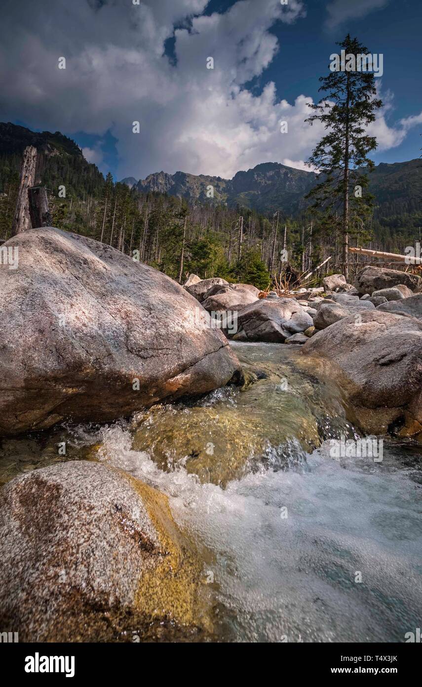 À partir de la randonnée à Hrebienok Skalnaté pleso Banque D'Images