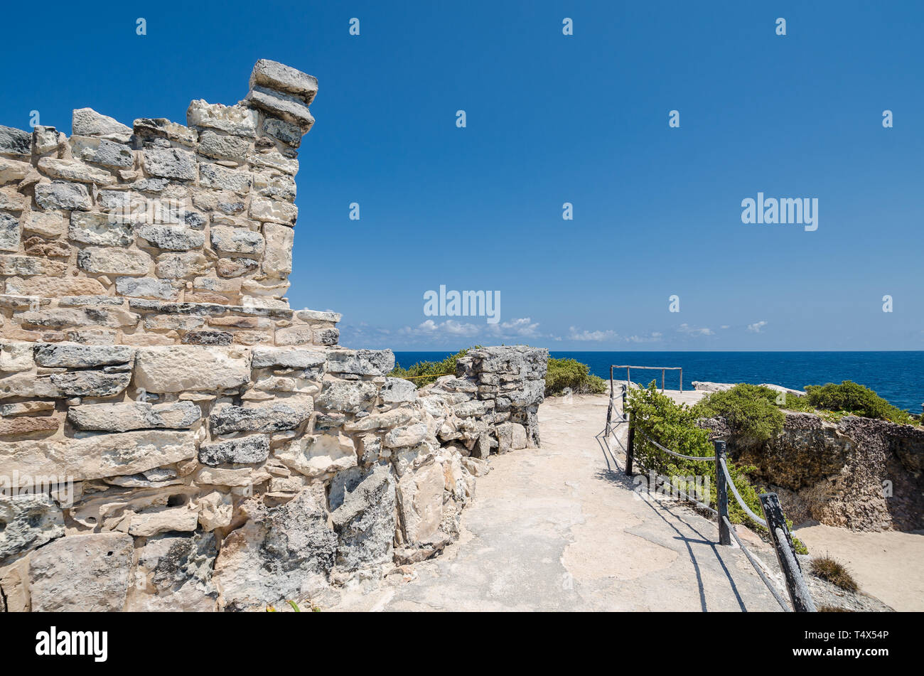 Ruines du temple d'Ixchel, Isla Mujeres Banque D'Images