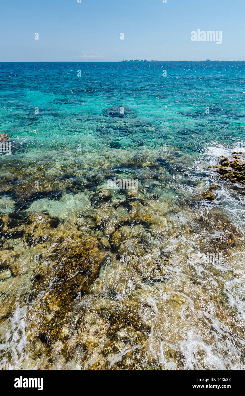 Rocky shore à Isla Mujeres, Cancun Banque D'Images