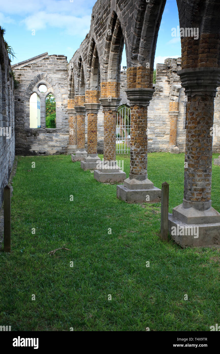 Les Bermudes, Côte Sud, la paroisse de Saint George, l'Église inachevée Banque D'Images