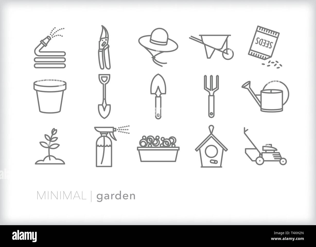 Ensemble de jardin 15 icônes de ligne pour tendre à une maison jardin Illustration de Vecteur