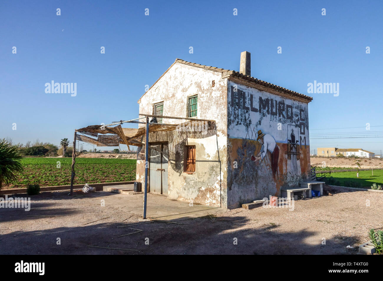 Espagne Valencia huerta, une ferme typique dans un paysage agricole Banque D'Images
