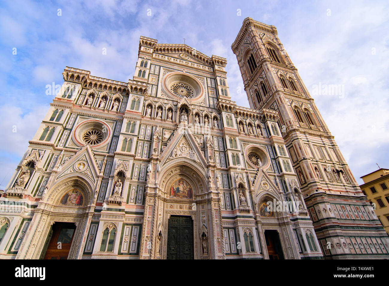 Cathédrale de Sainte Marie de la fleur (Duomo di Firenze) et le campanile de Giotto à Florence , Italie Banque D'Images