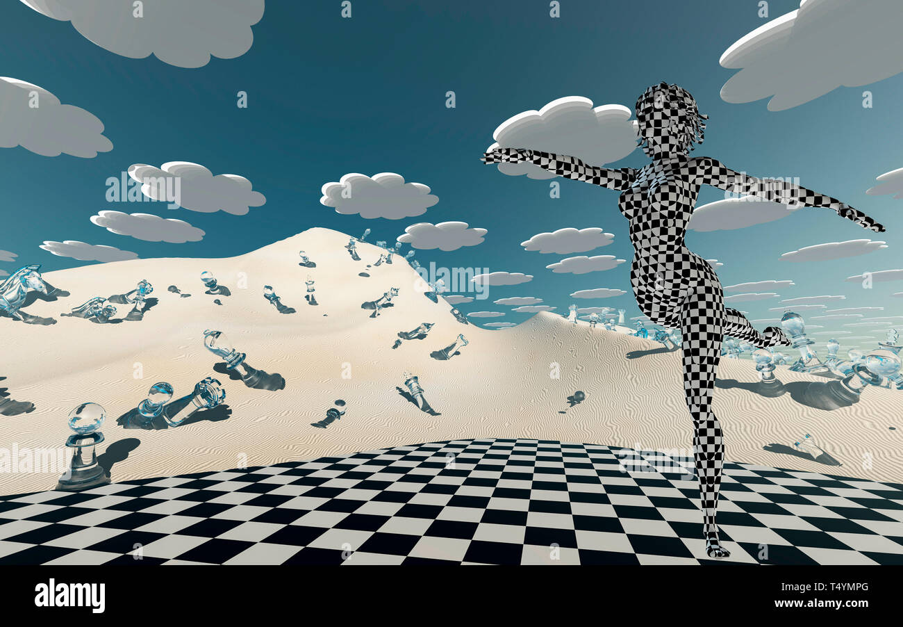 Damier couverts dancer in desert échiquier Banque D'Images