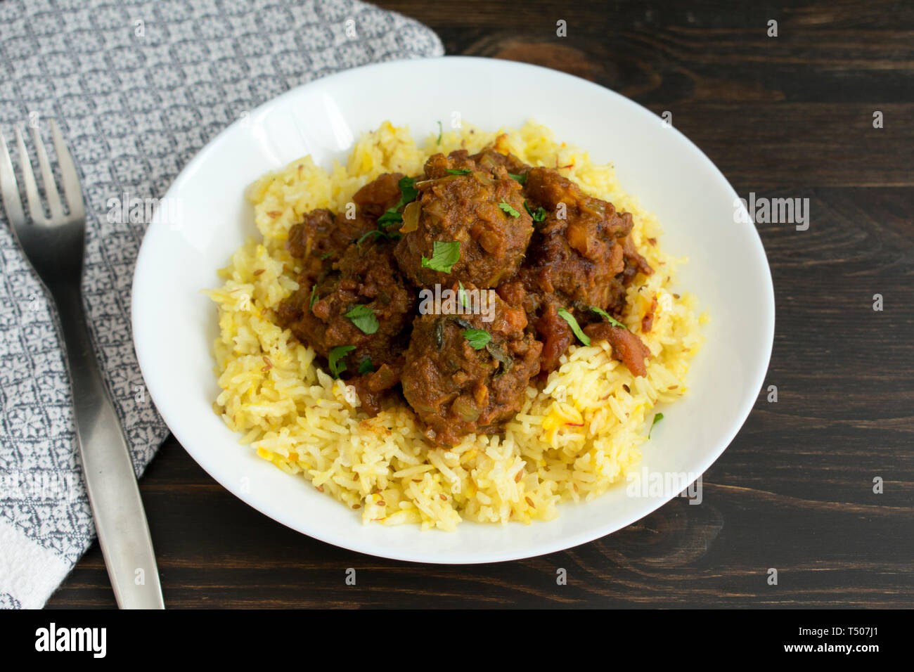 Koftas avec riz safrané Banque D'Images