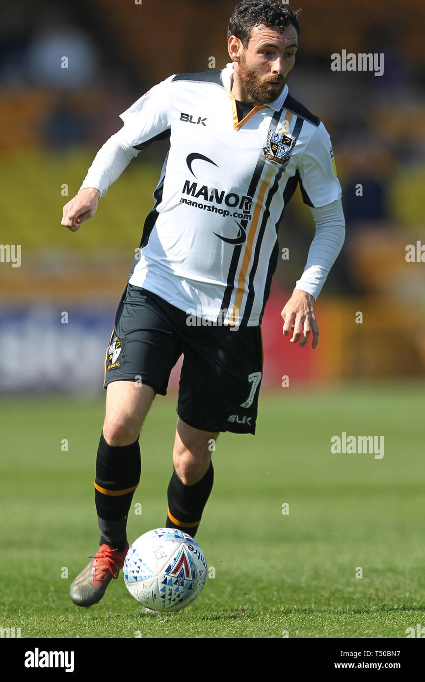 Burslem, Stoke-on-Trent, Royaume-Uni. Apr 19, 2019. Port Vale le milieu de terrain David Worrall (7) au cours de l'EFL Sky Bet League match 2 entre le port Vale et Vale Park à Stevenage, Burslem, Angleterre le 19 avril 2019. Photo par Jurek Biegus. Usage éditorial uniquement, licence requise pour un usage commercial. Aucune utilisation de pari, de jeux ou d'un seul club/ligue/dvd publications. Credit : UK Sports Photos Ltd/Alamy Live News Banque D'Images