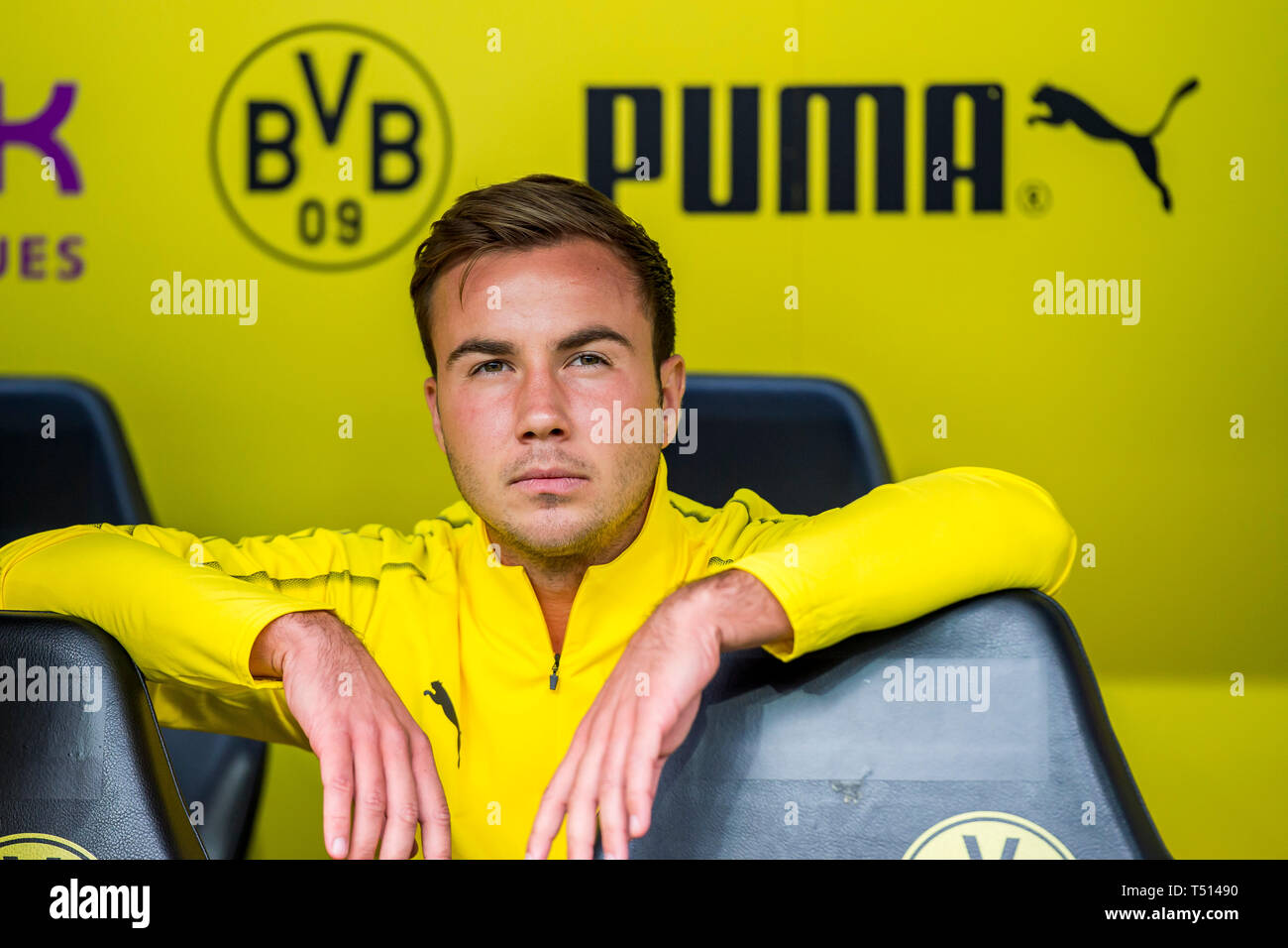 Mario Götze auf der Bank vor dem Spiel der Fußball-Bundesliga Borussia Dortmund und zwischen Rasenballsport Leipzig am 26.08.2018 Signal Iduna Park im Banque D'Images