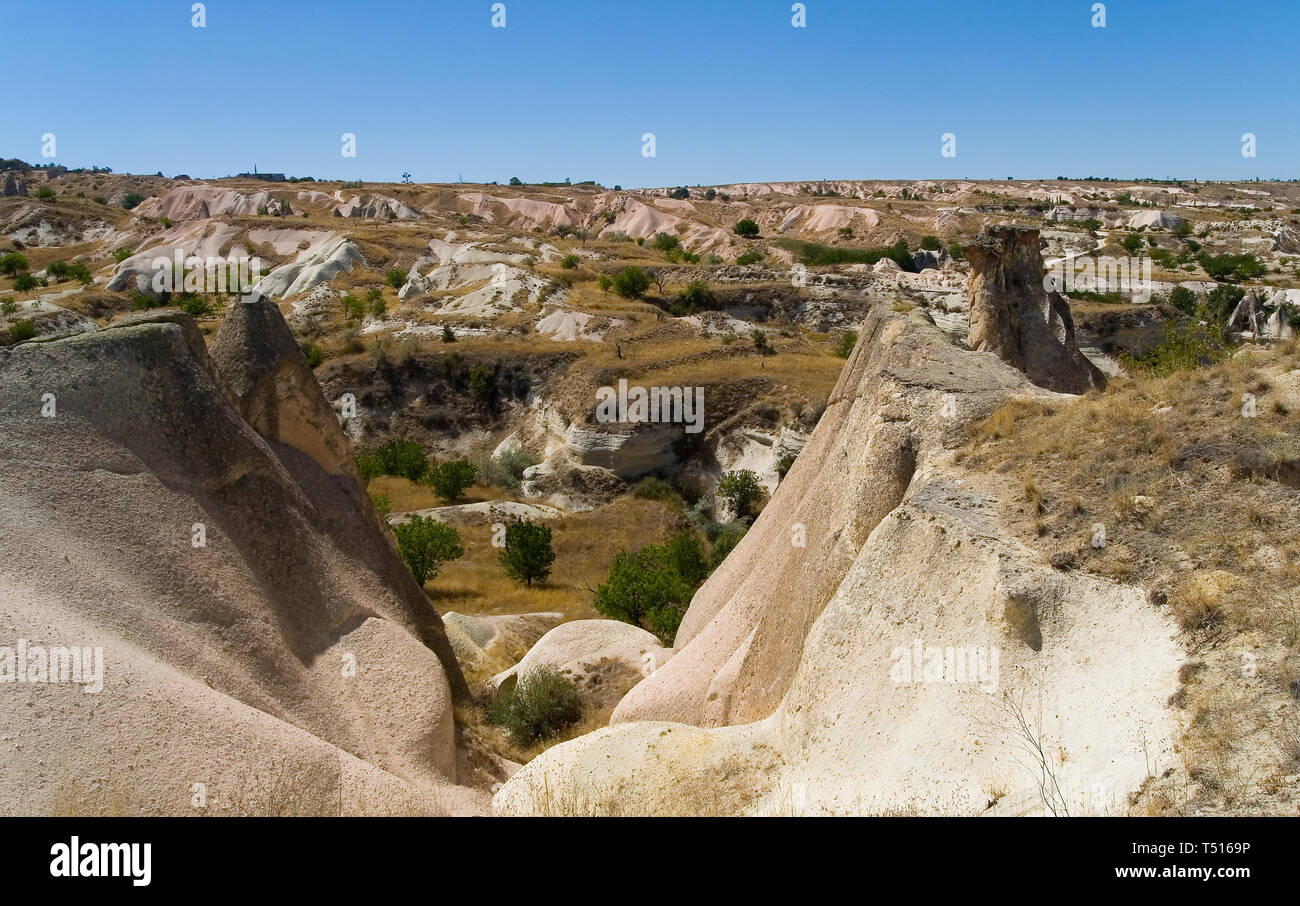 Rare magnifique paysage de montagne La Cappadoce Turque. Les voyages. Banque D'Images
