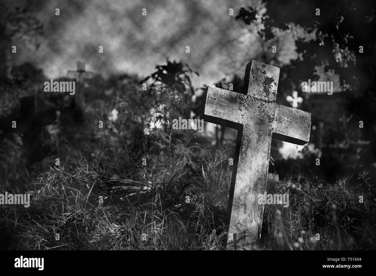 Close-up de Jésus en croix dans cemetery Banque D'Images