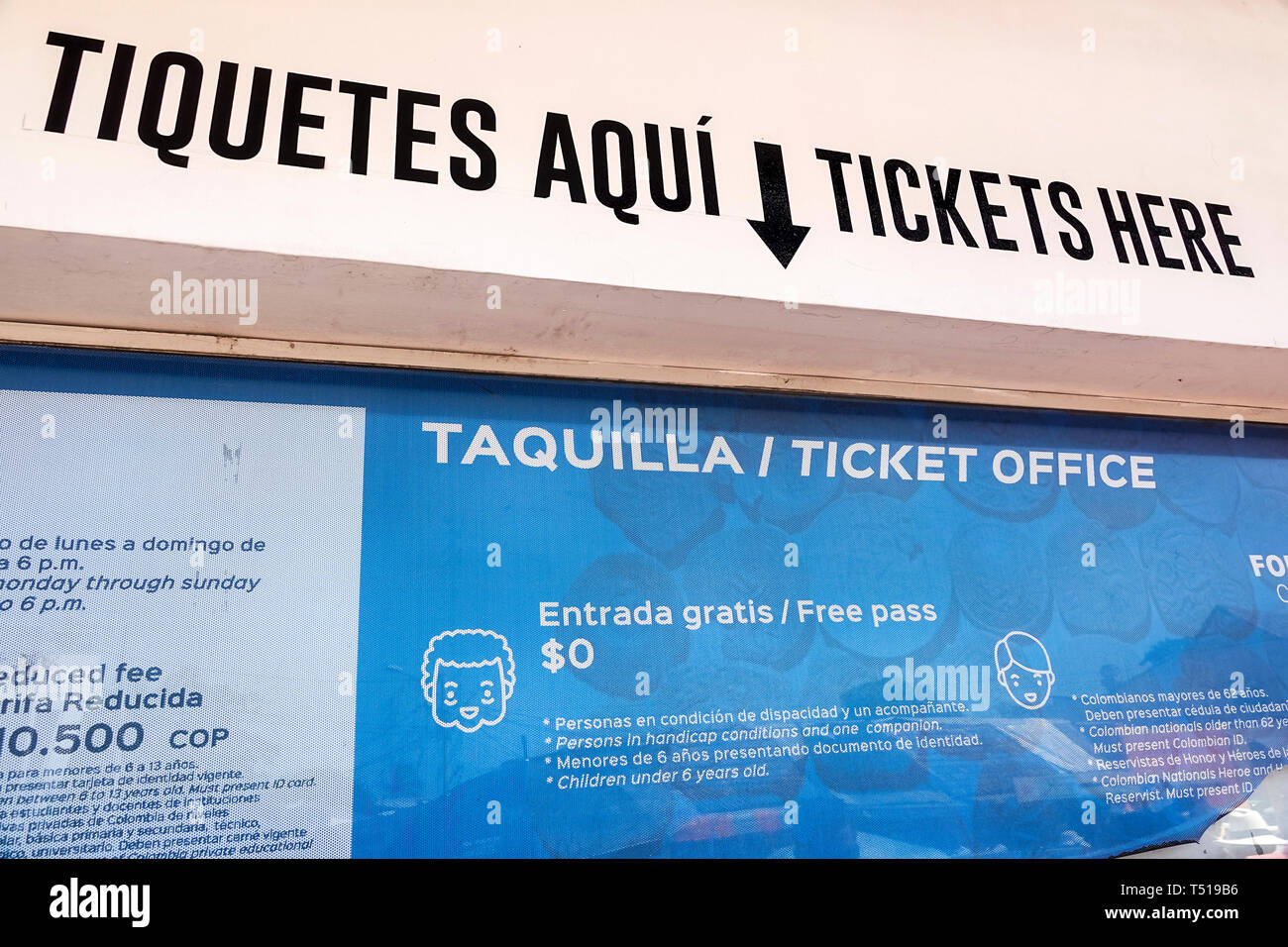 Cartagena Colombie, Castillo de San Felipe de Barajas, colline de San Lazaro, château historique de forteresse coloniale, site du patrimoine mondial, billetterie, panneau, frais pri Banque D'Images