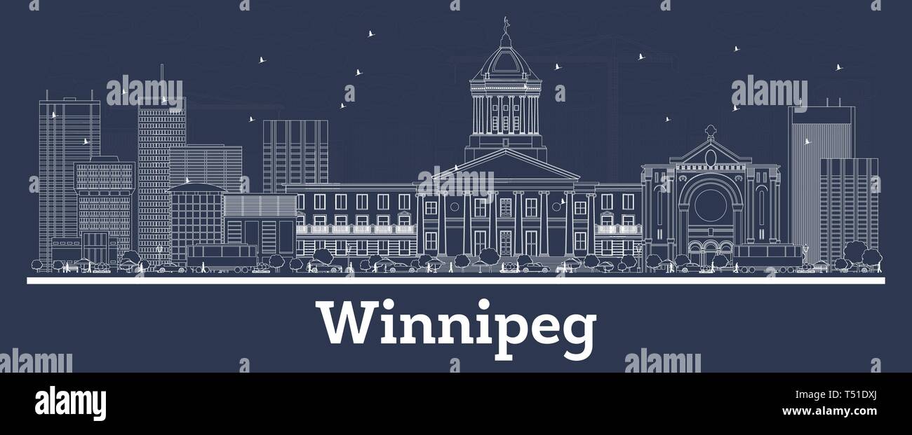 Contours Winnipeg Canada Ville avec immeubles blancs. Vector Illustration. Les voyages d'affaires et le concept d'architecture moderne. Winnipeg. Illustration de Vecteur