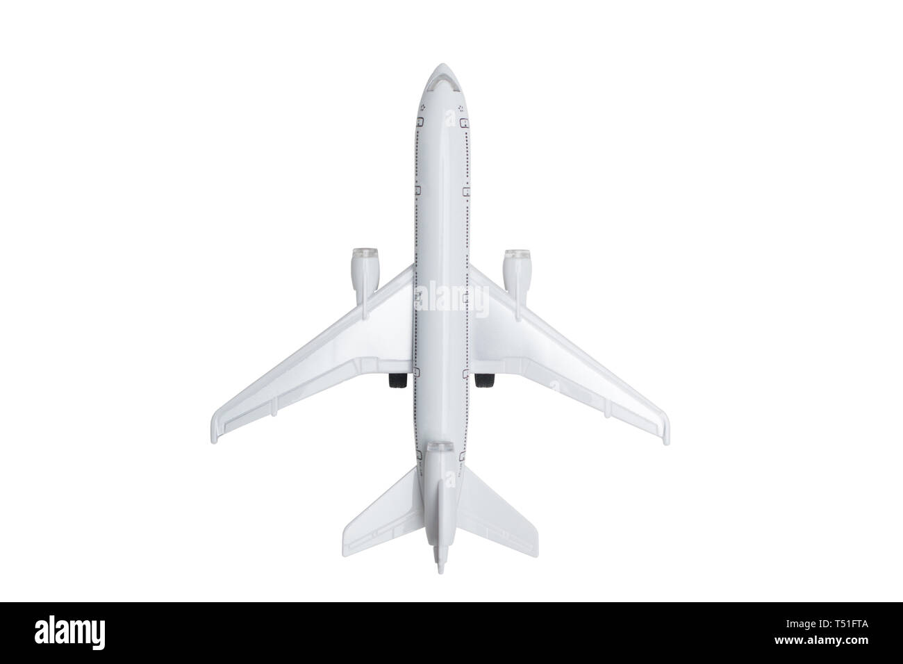 Jouet à trois moteurs blanc large-corps isolé avion de ligne Banque D'Images
