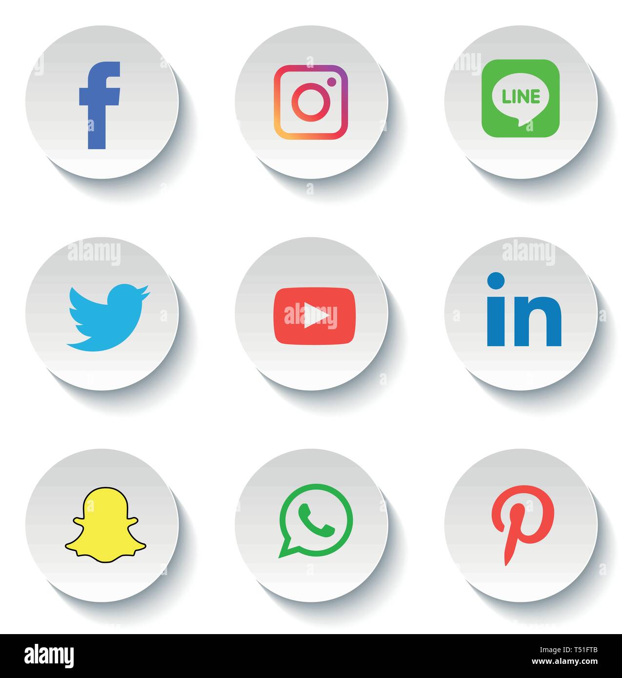 Social media icons set Vector Illustrator Logo historique, social, médias, icône, snapchat, facebook, instagram, twitter, whatsapp, set, réseau, Illustration de Vecteur