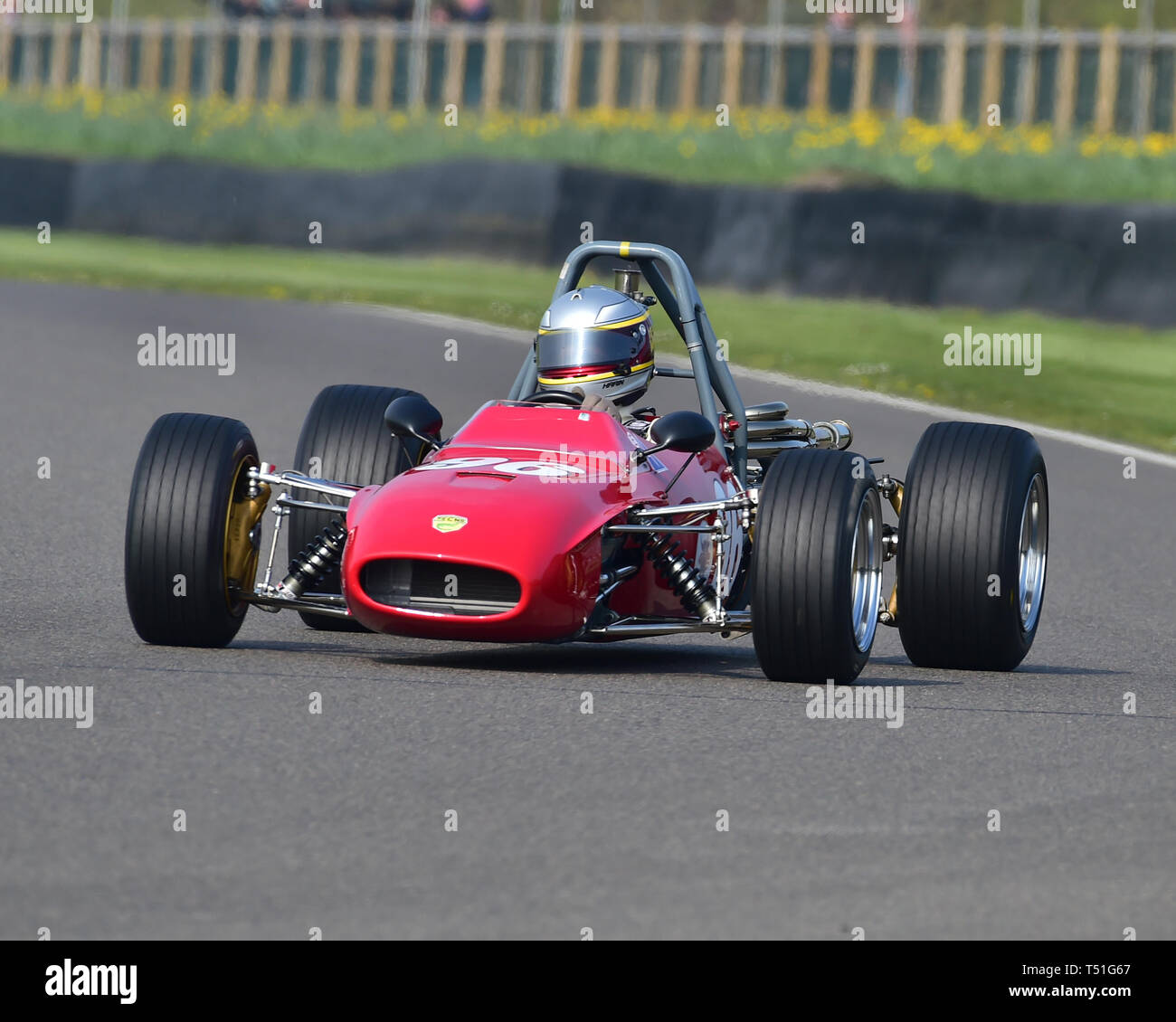 Harindra De Silva, Tecno-Ford, Derek Bell Cup, 1 Litre la Formule 3 voitures, 1964 à 1970, 77e réunion des membres, Goodwood, West Sussex, Angleterre, avril 2019, Banque D'Images