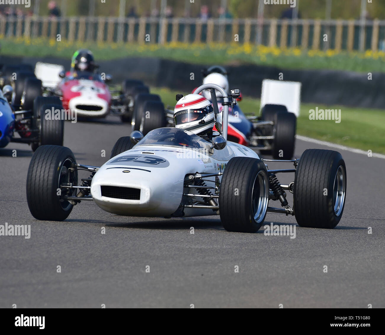 Christoph Widmer, Brabham BT18A, Derek Bell Cup, 1 Litre la Formule 3 voitures, 1964 à 1970, 77e réunion des membres, Goodwood, West Sussex, Angleterre, avril 201 Banque D'Images