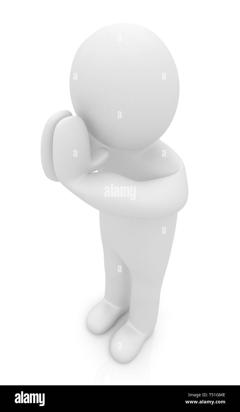 Mans 3d sur ses genoux. La prière chrétienne concept Banque D'Images