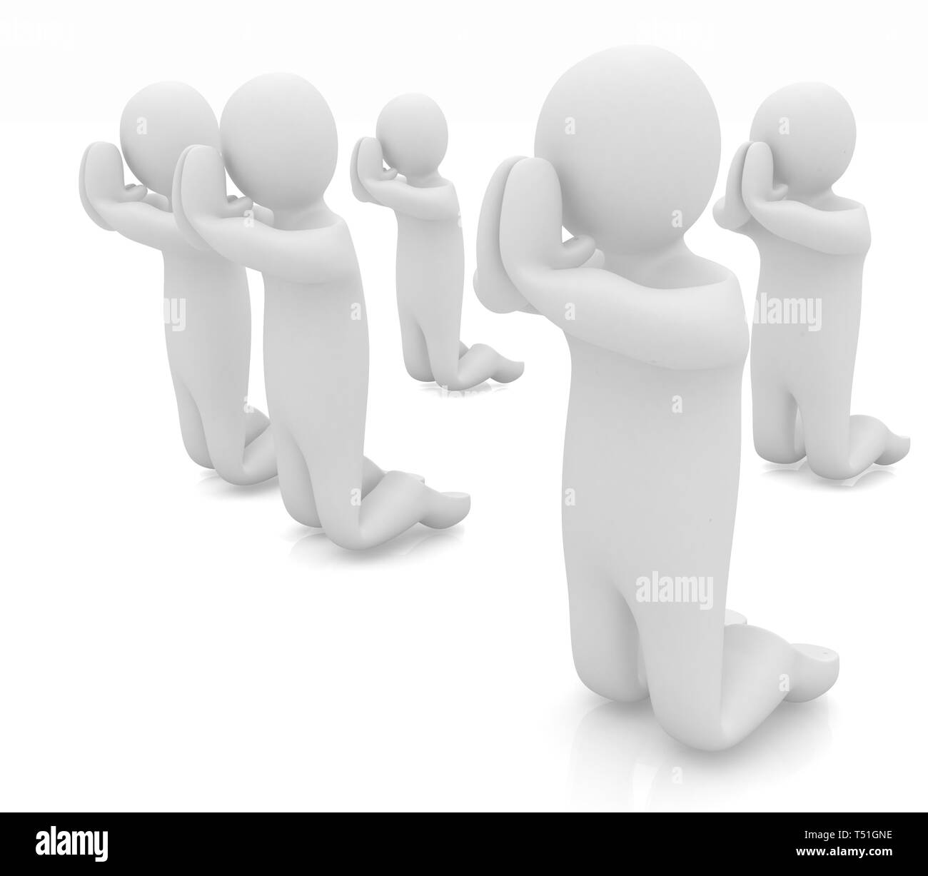 Mans 3d sur ses genoux. La prière chrétienne concept Banque D'Images