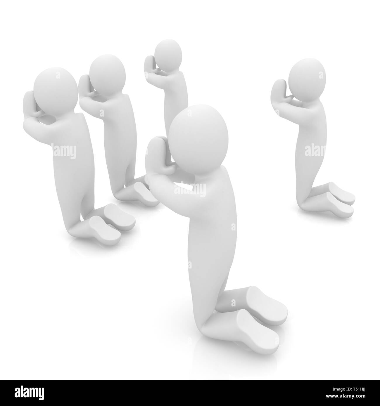 Mans 3d sur ses genoux. La prière chrétienne concept Banque D'Images