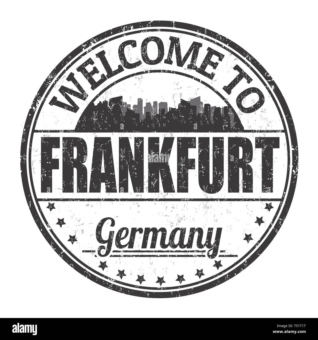 Bienvenue à Francfort-sur-le signer ou apposer sur fond blanc, vector illustration Illustration de Vecteur