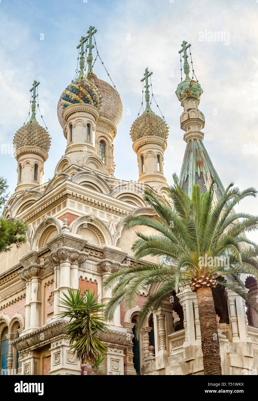 Église orthodoxe russe Chiesa Christo Salvatore, Sanremo, Ligurie, Nord-Ouest de l'Italie Banque D'Images