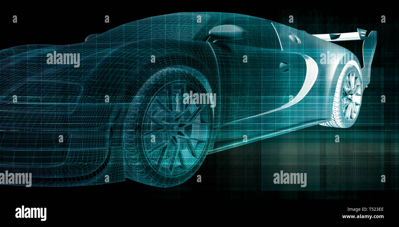 Voiture Contexte futuriste Esquisse conceptuelle Art Dessin Banque D'Images