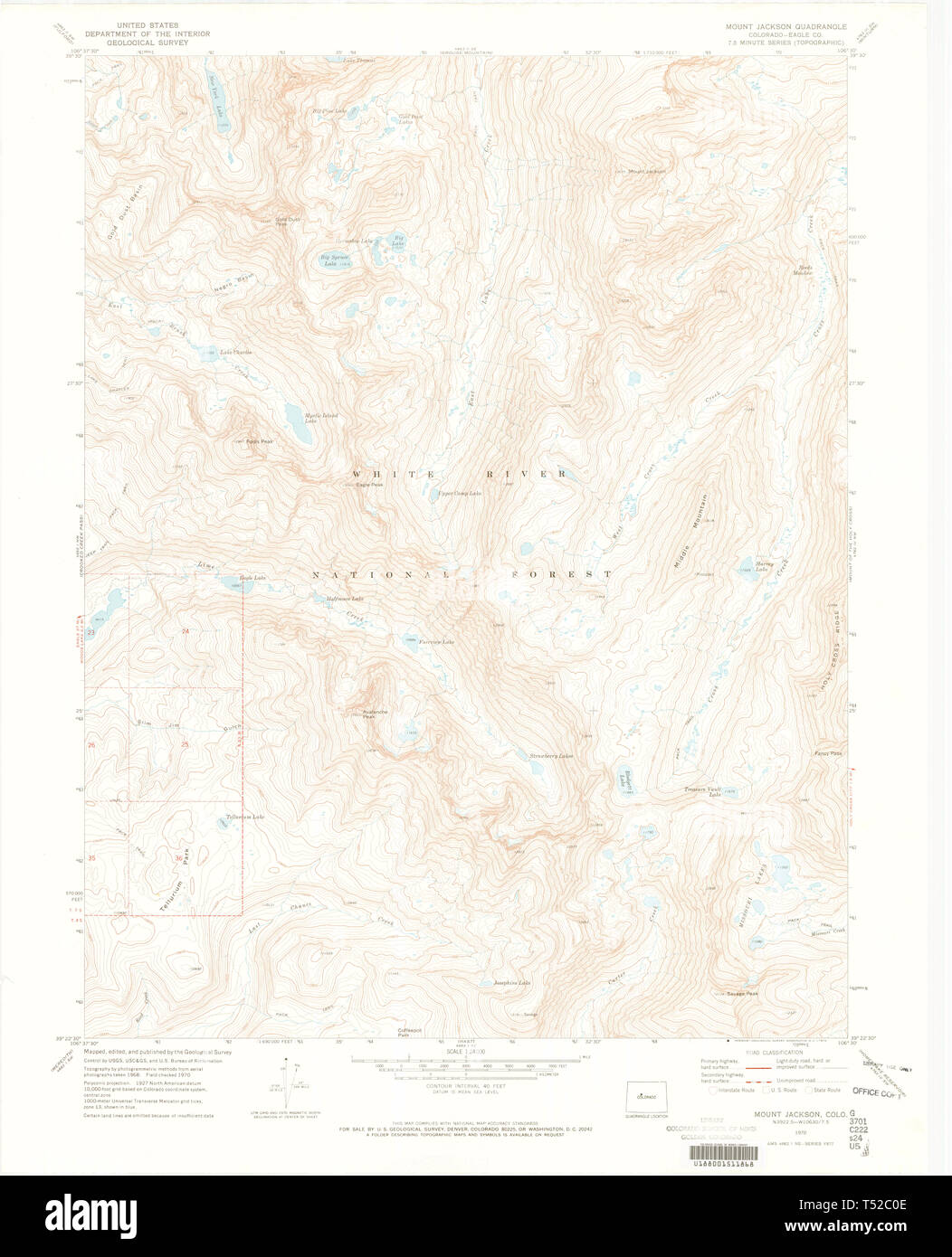 Carte TOPO USGS Colorado CO Mount Jackson 4016781970 Restauration 24000 Banque D'Images