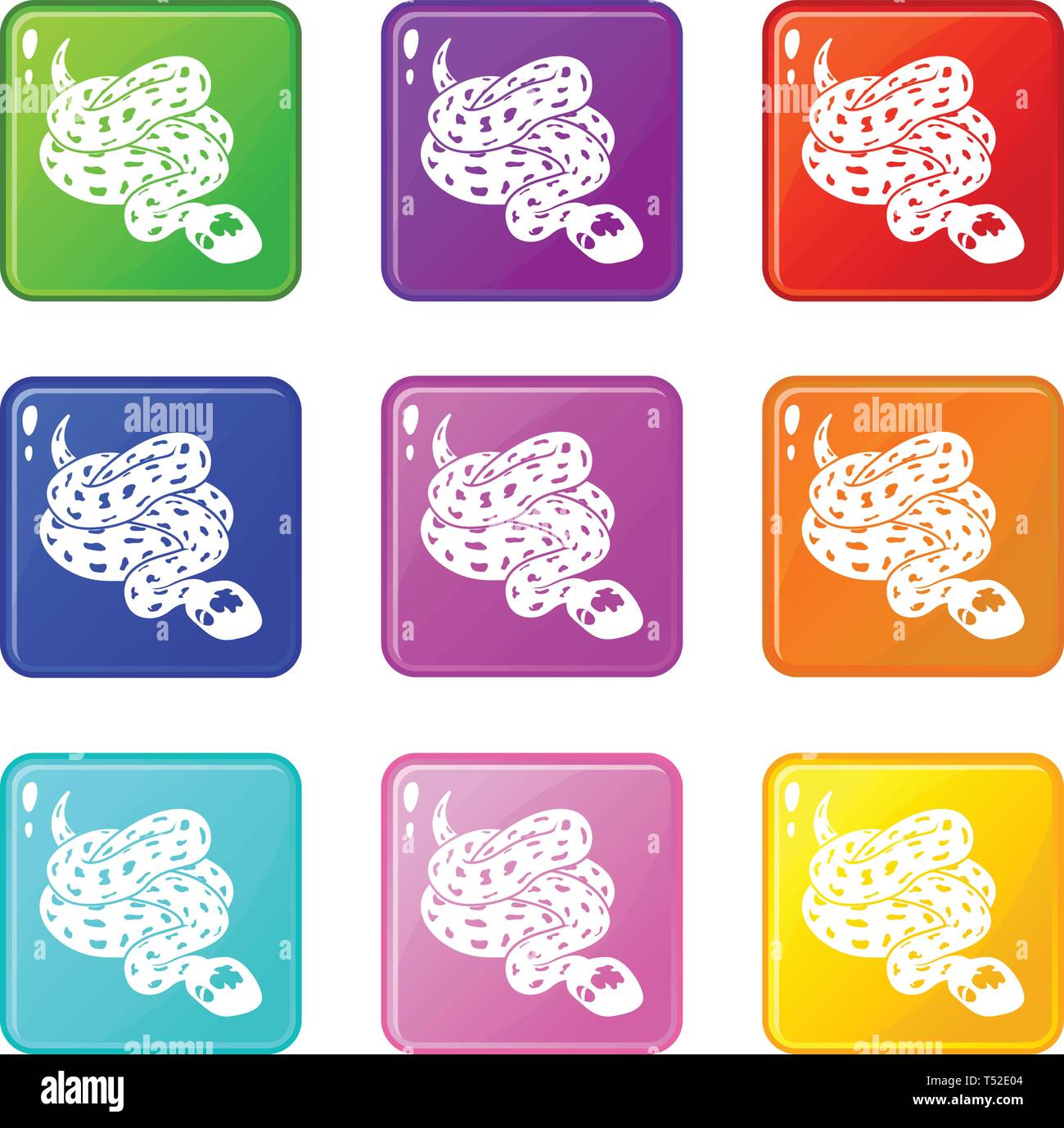 Serpent Anaconda icons set 9 couleurs Illustration de Vecteur