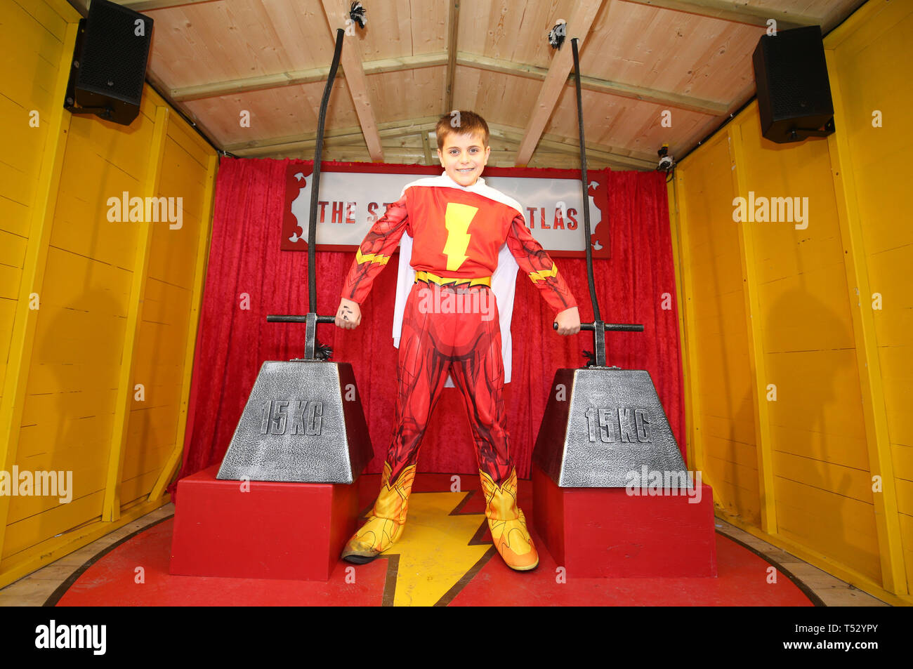 DC lancer le premier super-fête foraine sur la rive sud de Londres pour fêter la sortie du nouveau film de super-héros Shazam ! Où : London, Royaume-Uni Quand : 20 Mar 2019 Crédit : Andrew Fosker PinPep/WENN.com/ Banque D'Images