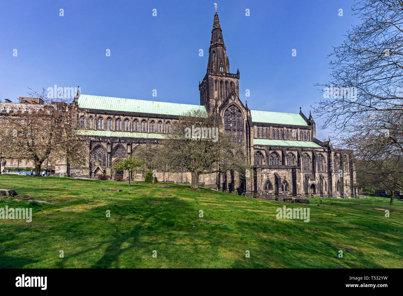 La Cathédrale La cathédrale de Glasgow en Écosse Glasgow rue Château Cité UK ici vu de Church Lane (sud). Banque D'Images