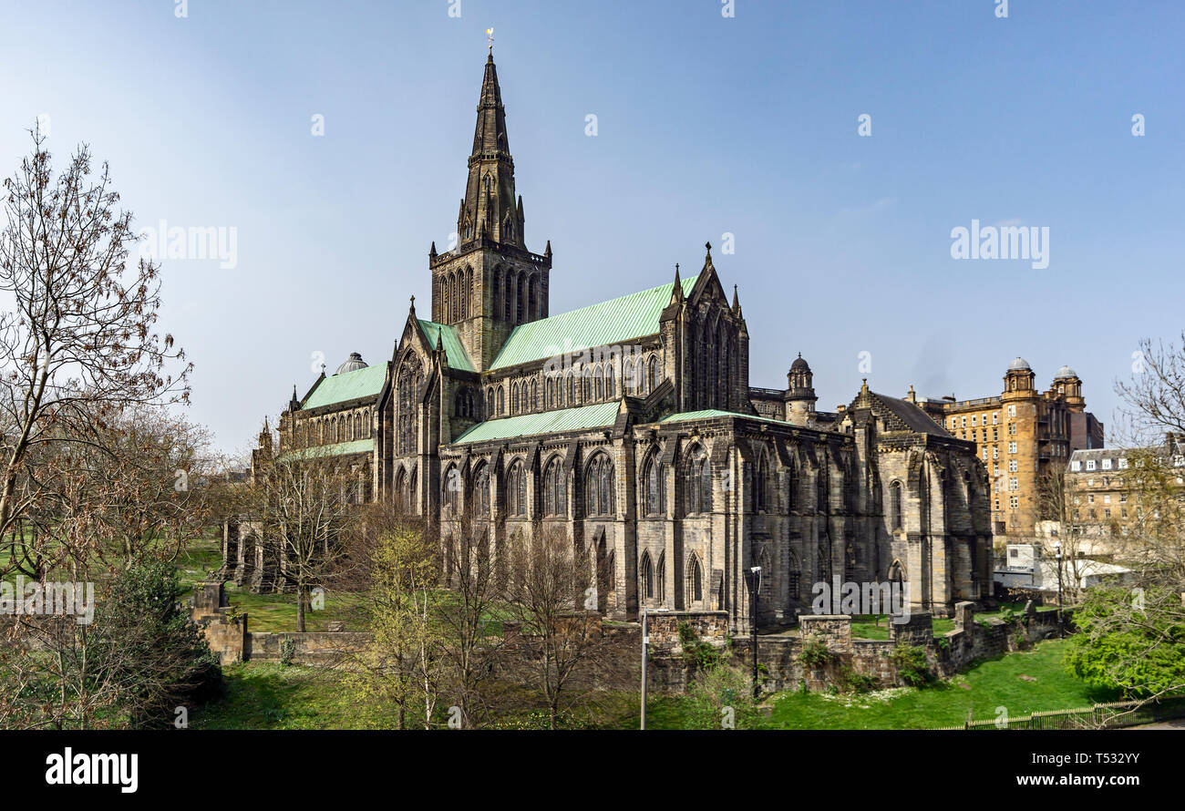 La Cathédrale La cathédrale de Glasgow en Écosse Glasgow rue Château Cité UK ici vu de la Nécropole Banque D'Images