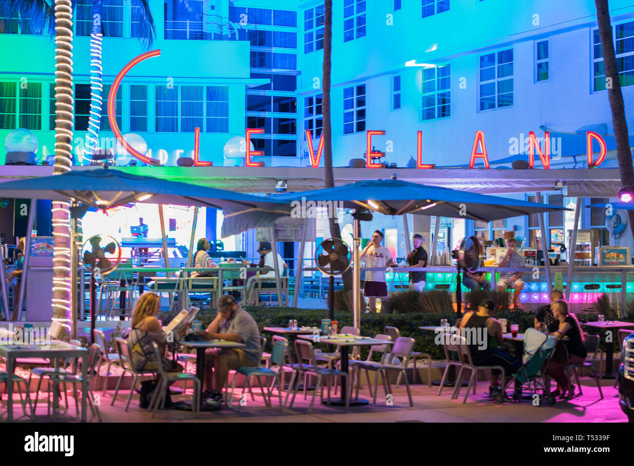 Clevelander Hotel Ocean Drive South Beach Miami, FL Banque D'Images