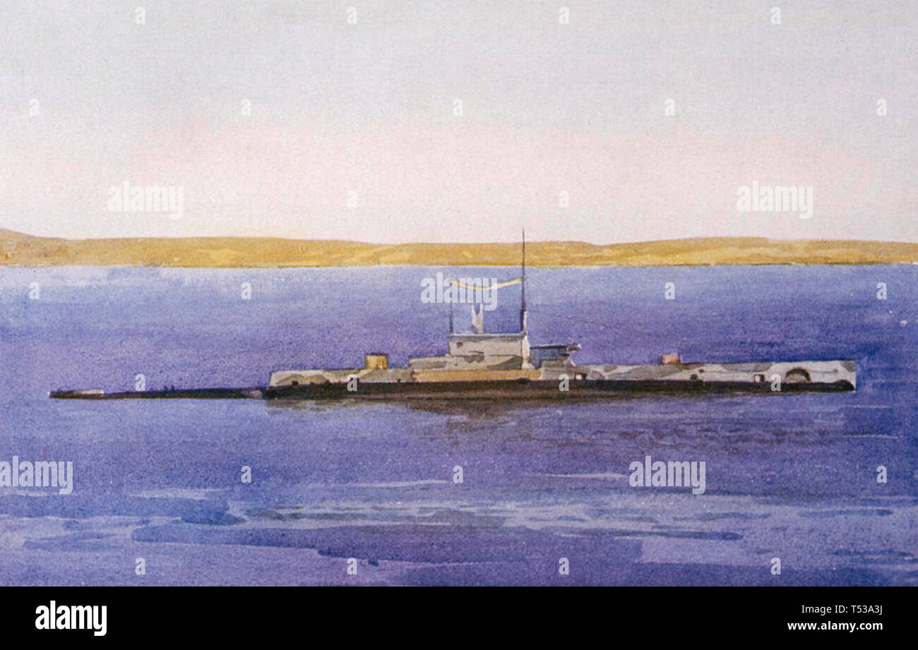 Le HMS E11 sous-marin de la Royal Navy au large des Dardanelles en 1915 Banque D'Images