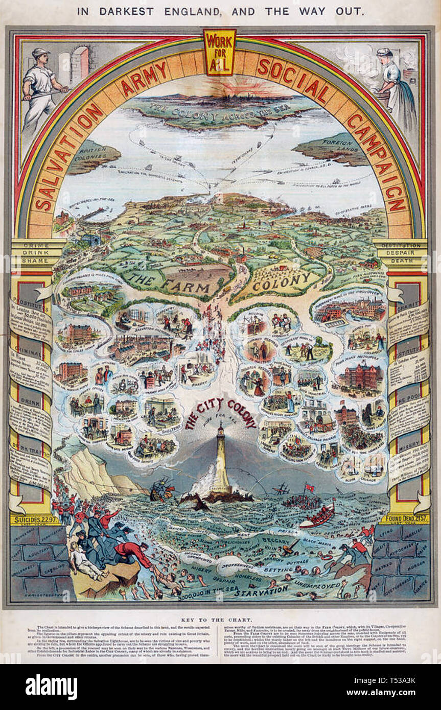 Affiche de la campagne sociale de l'ARMÉE DU SALUT 1880 Banque D'Images