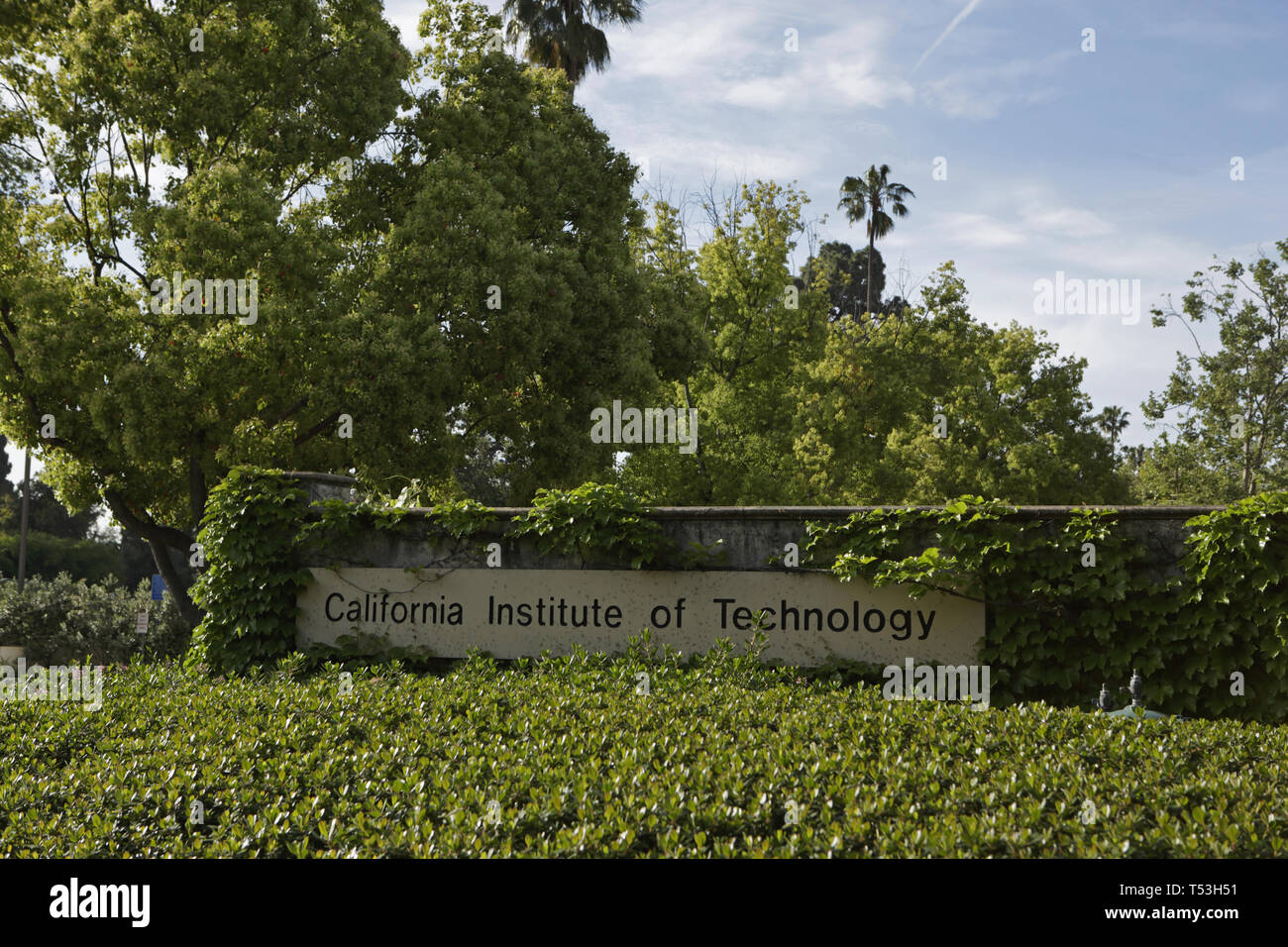 Caltech signer sur le campus, California, USA Banque D'Images