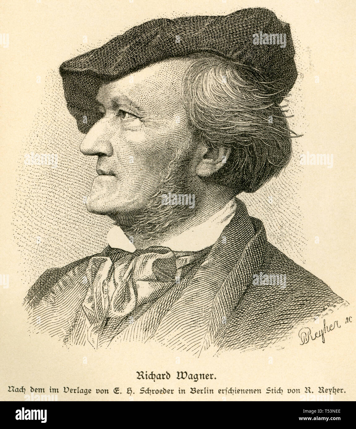 Europa, Deutschland, Sachsen, Leipzig, Richard Wagner, deutscher Komponist, Porträt von R. Reyher, Illustration aus : ' Dreißig Lebensbilder deutscher Banque D'Images