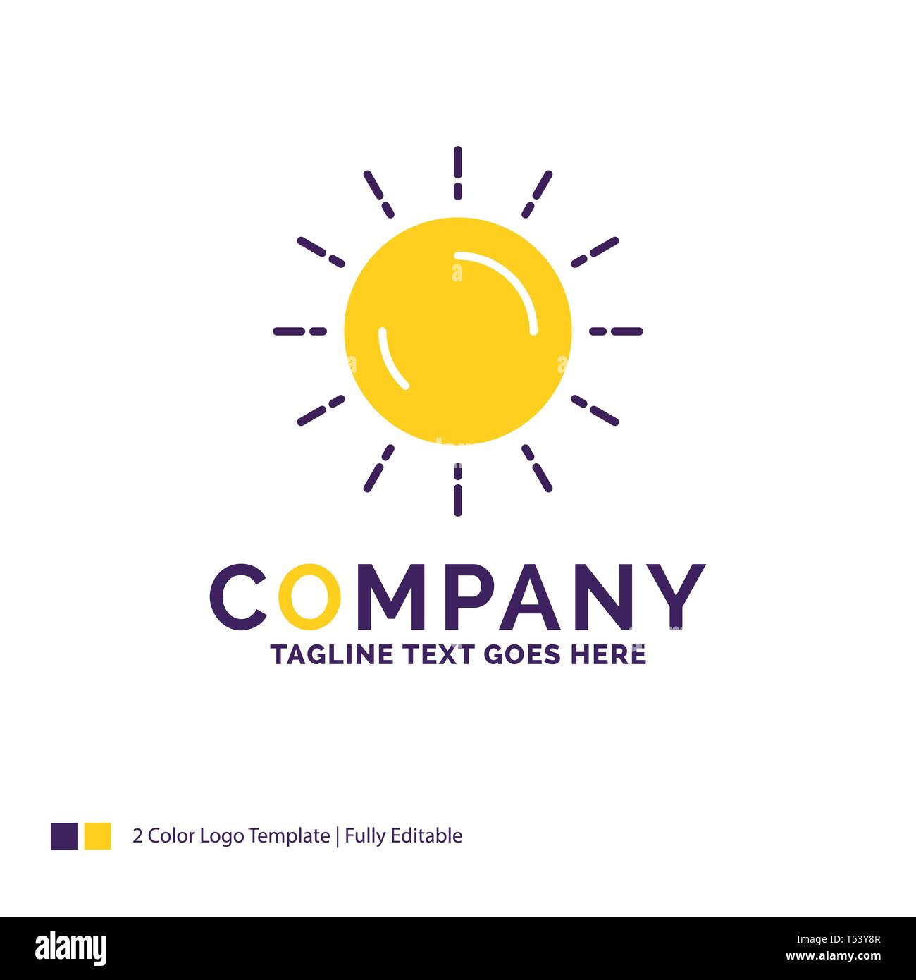 Nom de l'entreprise Logo design Pour sun, météo, coucher de soleil, lever  du soleil, l'été. Violet et jaune marque design avec place pour accroche.  Modèle Logo créative Image Vectorielle Stock - Alamy