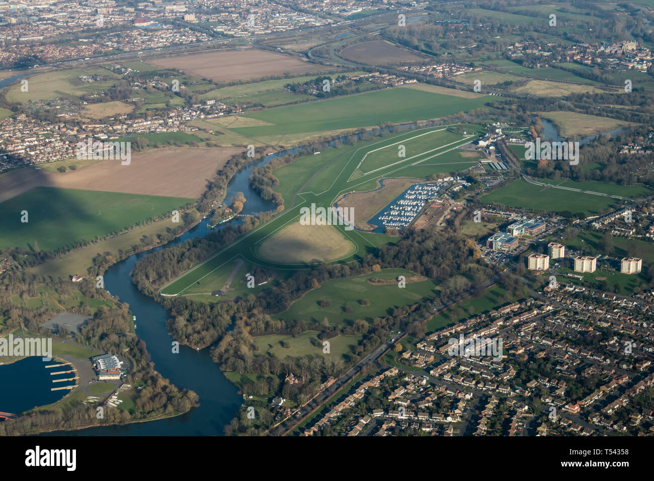 Vue aérienne de l'Hippodrome Royal Windsor, London Banque D'Images