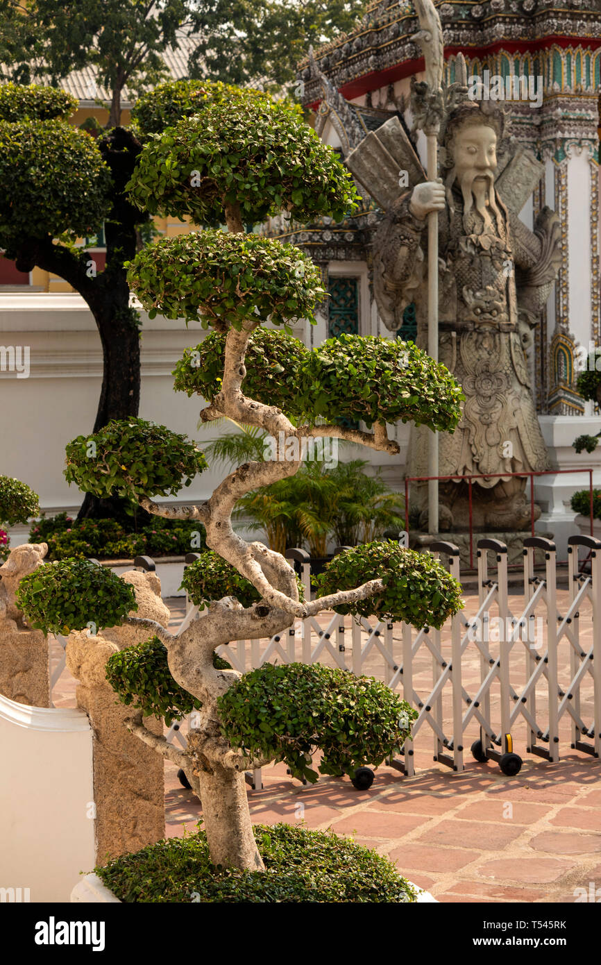 Thaïlande, Bangkok, Wat Pho, Sanamchai Road, bush topiaire torsadée Banque D'Images