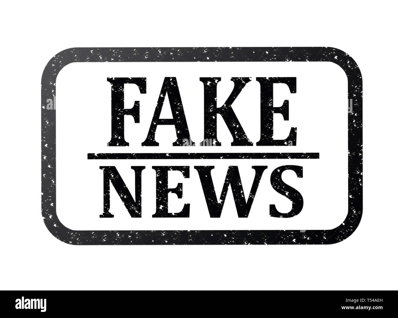 Timbres en caoutchouc fake news, texte en rouge sur blanc illustration Banque D'Images