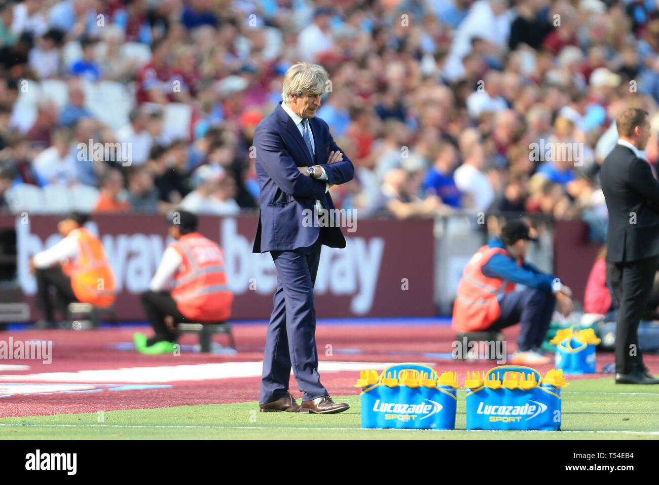 Londres, Royaume-Uni. Apr 20, 2019. Londres, Angleterre 20 avril West Ham United Manager Manuel Pellegrini au cours de la Premier League match entre West Ham United et Leicester City au Boleyn Ground de Londres, le samedi 20 avril 2019. (Crédit : Leila Coker | MI News) usage éditorial uniquement, licence requise pour un usage commercial. Aucune utilisation de pari, de jeux ou d'un seul club/ligue/dvd publications. Photographie peut uniquement être utilisé pour les journaux et/ou à des fins d'édition de magazines. Ne peut être utilisé pour les publications impliquant 1 joueur, 1 ou 1 concours club sans autorisation écrite de données Football Co L Banque D'Images