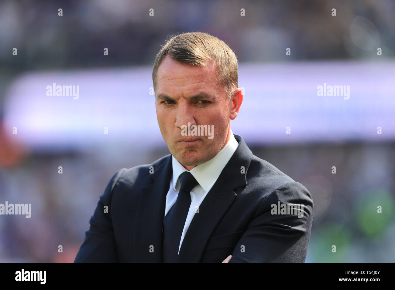 Londres, Royaume-Uni. 20 avril, 2019. Leicester City Manager Brendan Rogers au cours de la Premier League match entre West Ham United et Leicester City au Boleyn Ground, usage éditorial uniquement, licence requise pour un usage commercial. Aucune utilisation de pari, de jeux ou d'un seul club/ligue/dvd publications. Photographie peut uniquement être utilisé pour les journaux et/ou à des fins d'édition de magazines. Ne peut être utilisé pour les publications impliquant 1 joueur, 1 ou 1 concours club sans autorisation écrite de données Football Co Ltd. Pour toute question, veuillez conta Crédit : MI News & Sport /Alamy Live News Banque D'Images