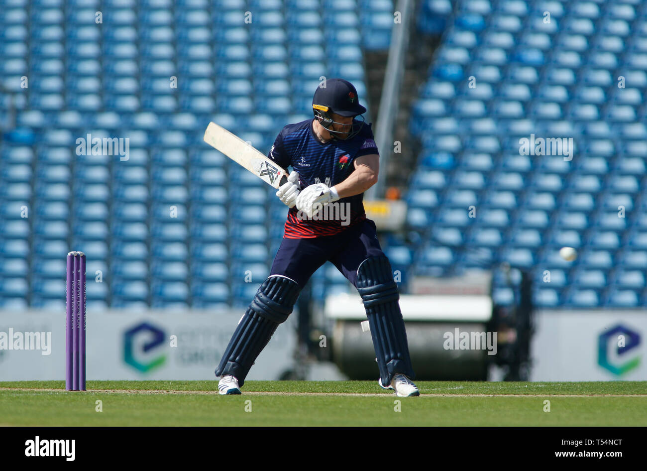 Leeds, Royaume-Uni, 21 avril 2019. Lancashire Lightning Steven Croft batting au cours de la Royal London un jour Yorkshire Cup match vs Viking Lancashire Lightning à la Leeds, Royaume-Uni. Credit : Touchlinepics/Alamy Live News Banque D'Images