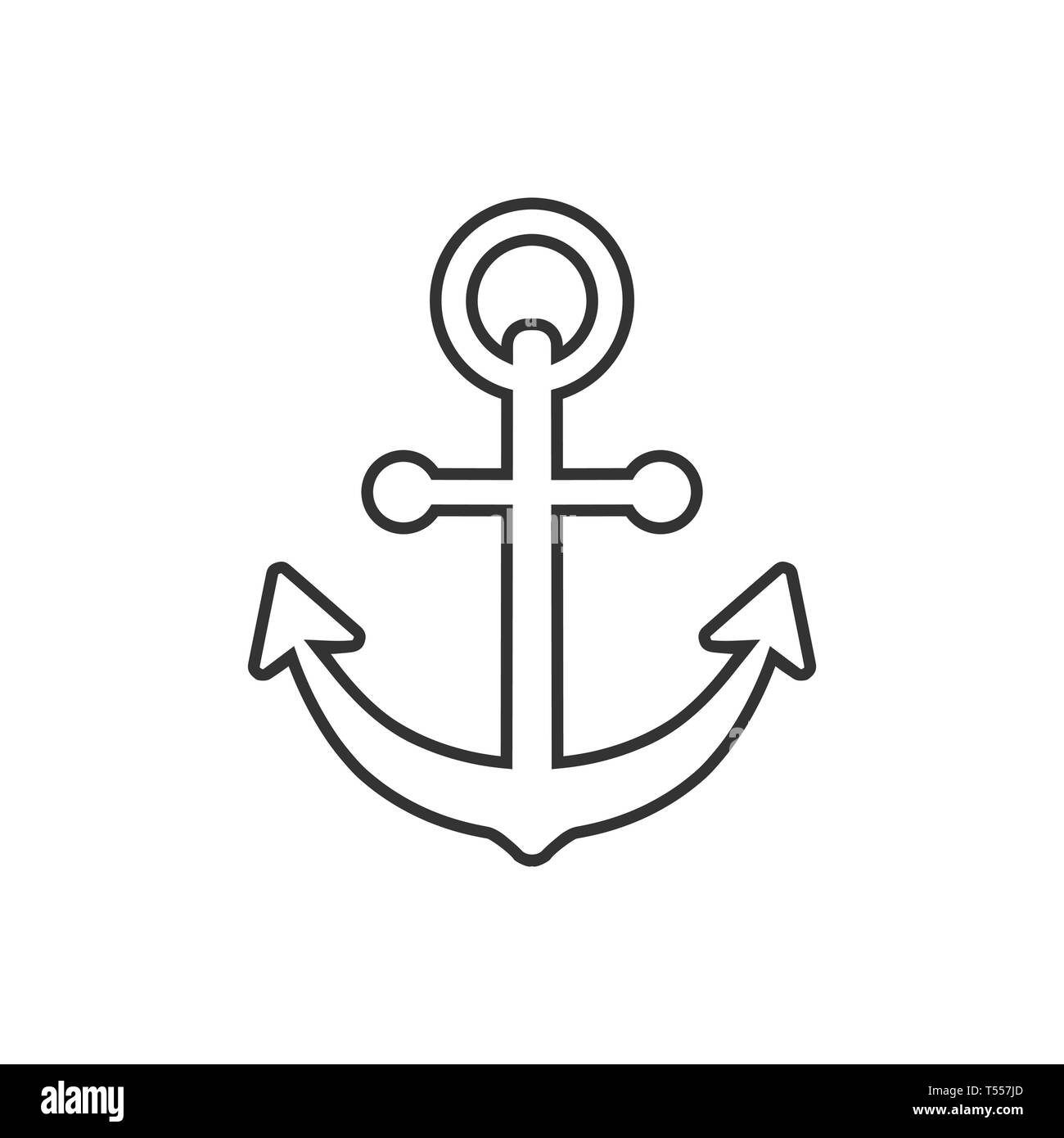 Ancre de bateau en icône de signe télévision style. Vector illustration d'équipement maritime sur blanc fond isolé. Concept d'entreprise de sécurité maritime. Illustration de Vecteur